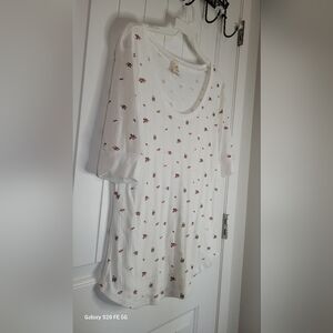 White Floral Print Top